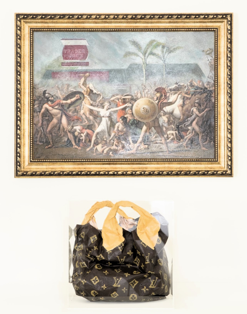 Akiko Stehrenberger's non-movie-poster work: painting 'Trader's Joe Parking Lot' and her alternative version of a Louie Vitton bag.