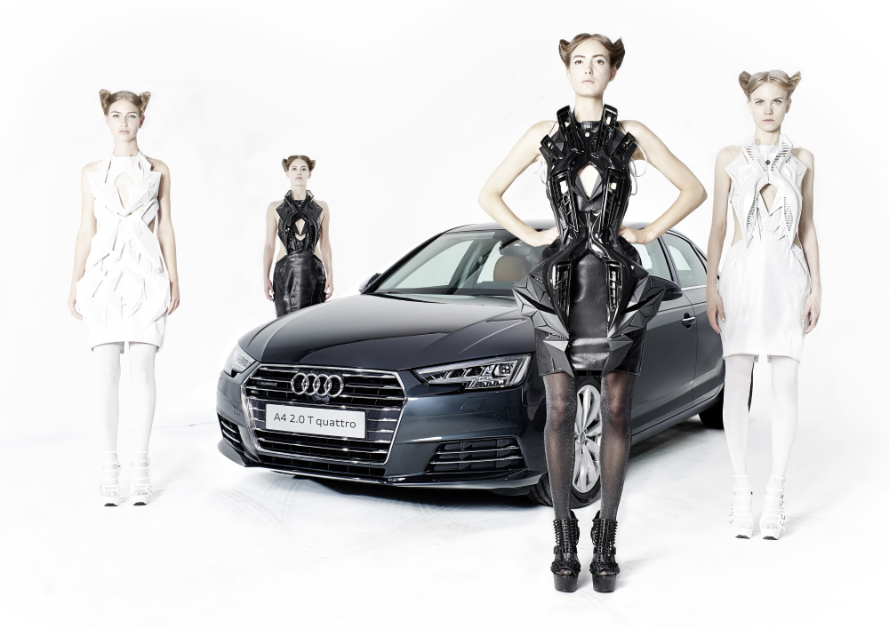 Audi Collection: Anouk Wipprecht's fashion was inspired by the Audi A4. | Created by Anouk Wipprecht for Audi, show created in collaboration with Plusdrei, MonoMango and Philip H. Wilck for Audi City Berlin
