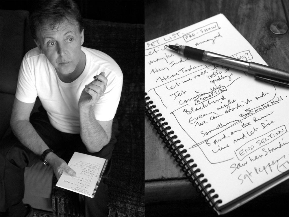 Paul McCartney working on set list, by Bill Bernstein