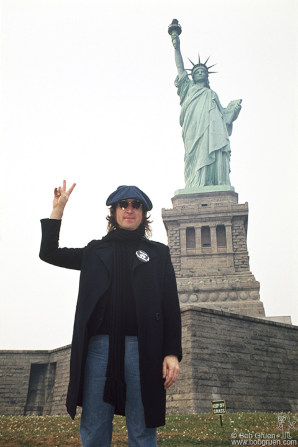 John Lennon, Statue of Liberty, NYC. October 30, 1974. 