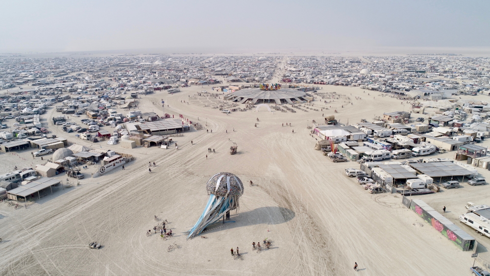 Black Rock City's center camp (aerial view)