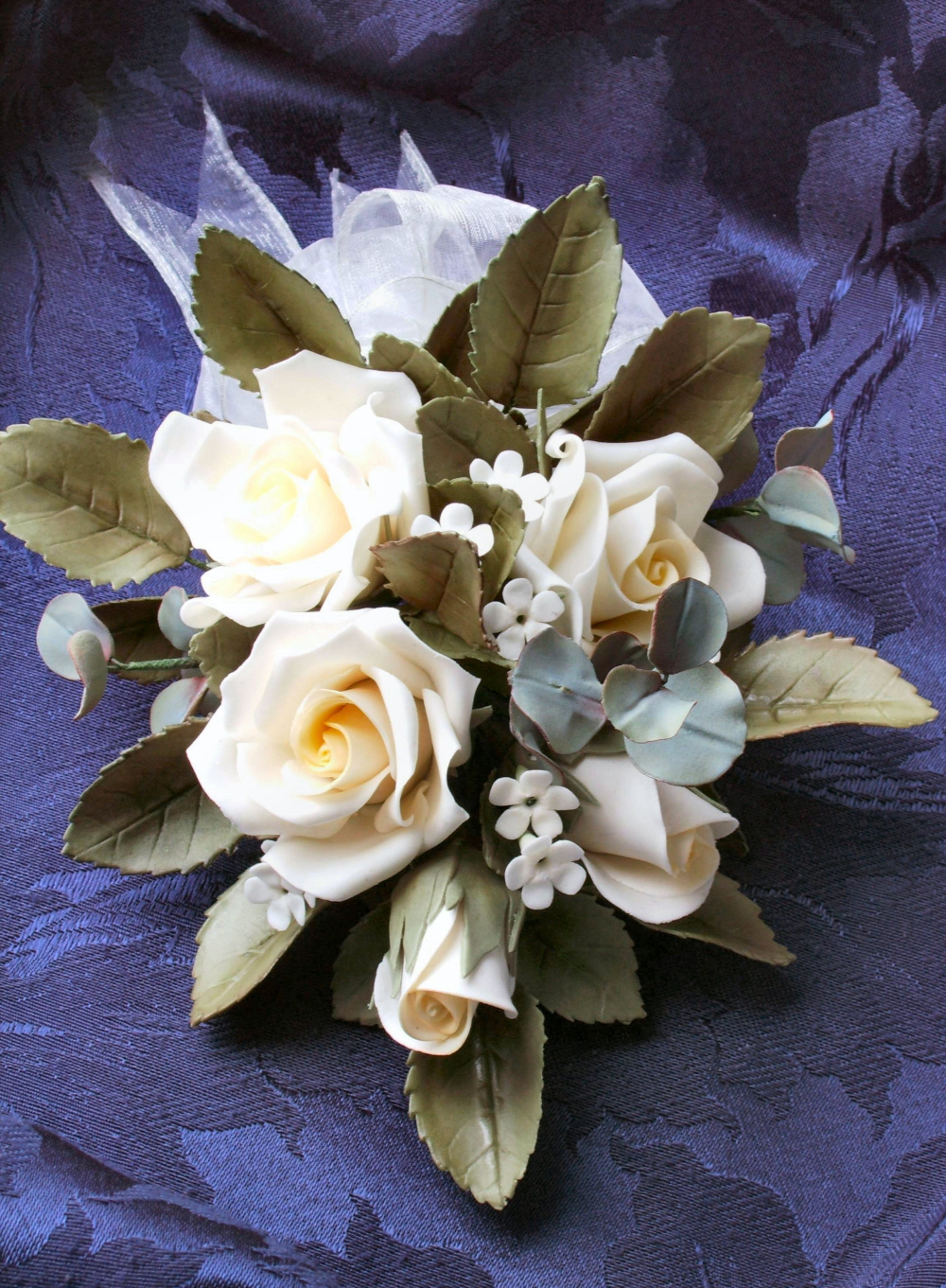 A spray of sugar flowers for Her Majesty the Queen (Elizabeth II) on the occasion of her 80th birthday. 