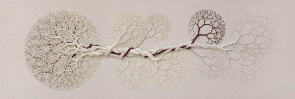 CICLOTRAMA 282 (analítico), 2022: assorted threads and embroidery on linen (100 cm x 300 cm). 