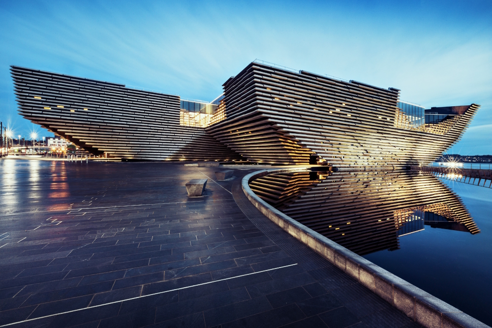 V&A Dundee: it is the first design museum in Scotland and the first Victoria and Albert museum outside London. The V&A Dundee is also the first building in the United Kingdom designed by Kengo Kuma. 
