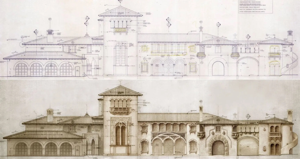 Casa Facciolaro front facade: classical architecture design.