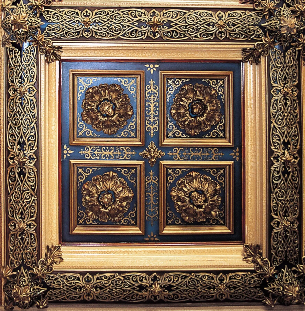 Dining room coffer painting: 3D classical art illusion.