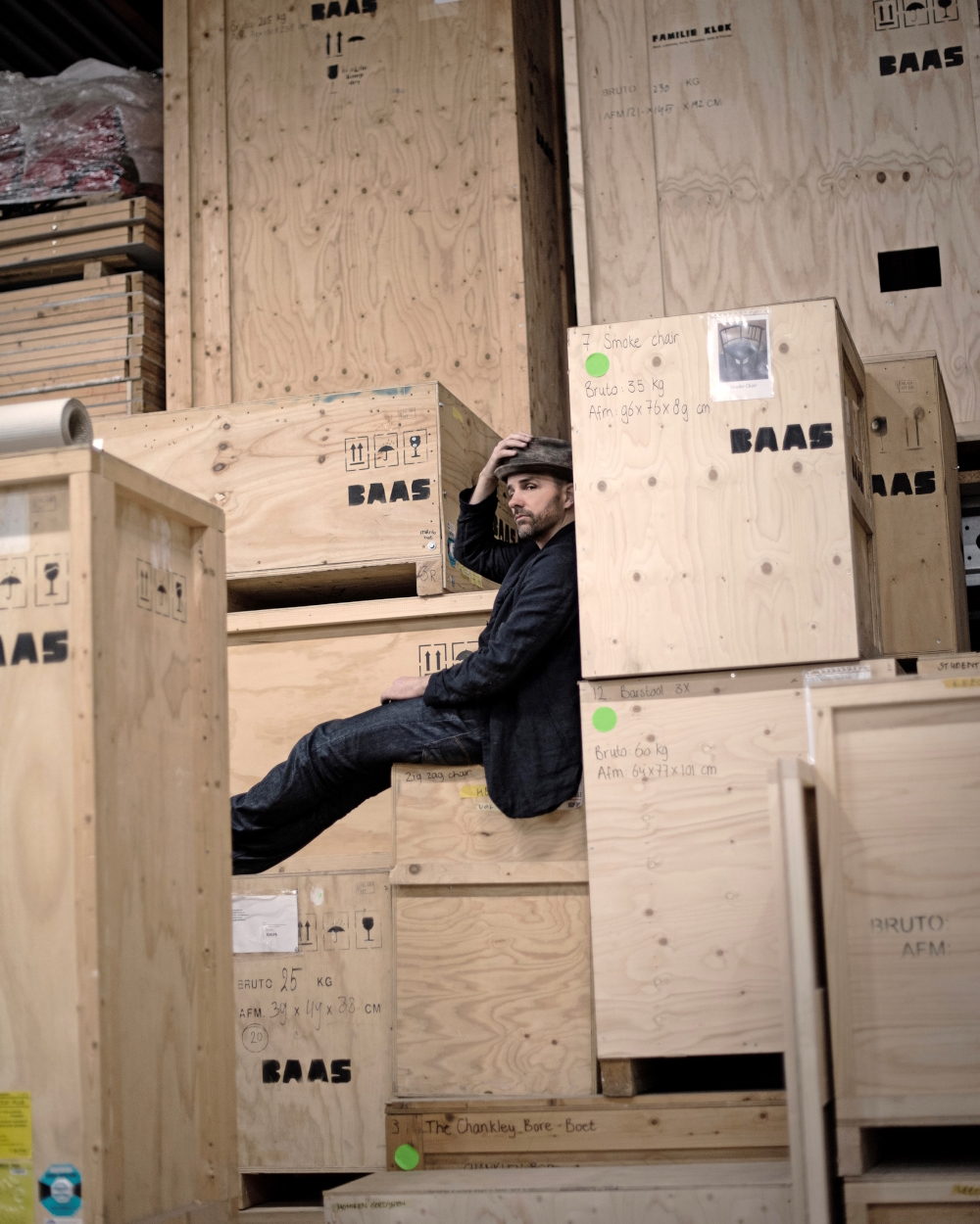 Man in the middle: Maarten Baas in his artworks' storage.