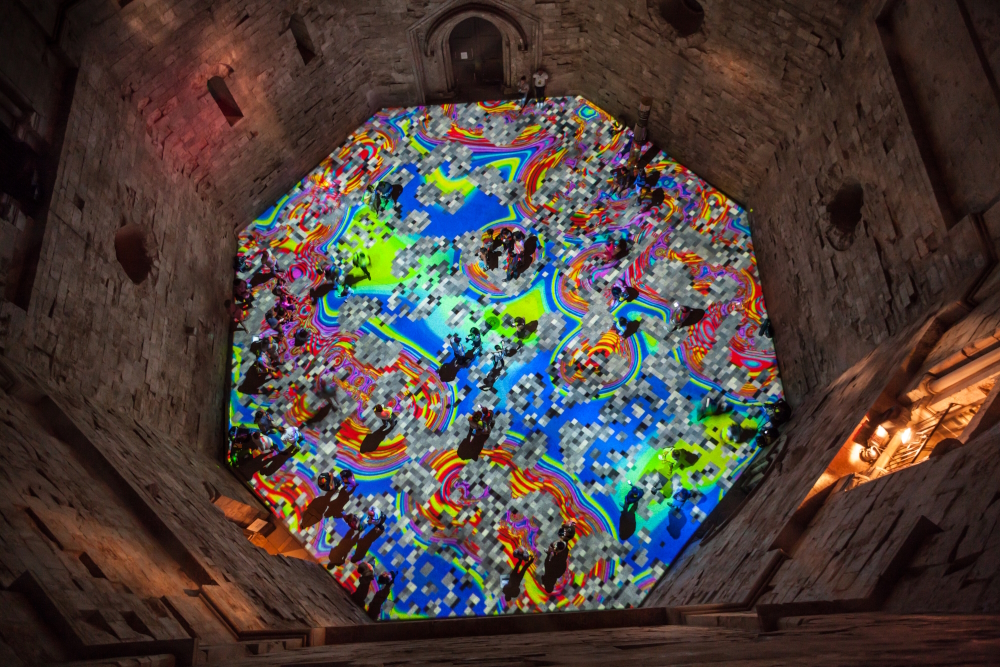 Magic Carpets - Origin Of The World (2014) - Generative and interactive virtual reality installation at Festival Internazionale di Andria Castel dei Mondi in Castel del Monte, Andria (Italy).