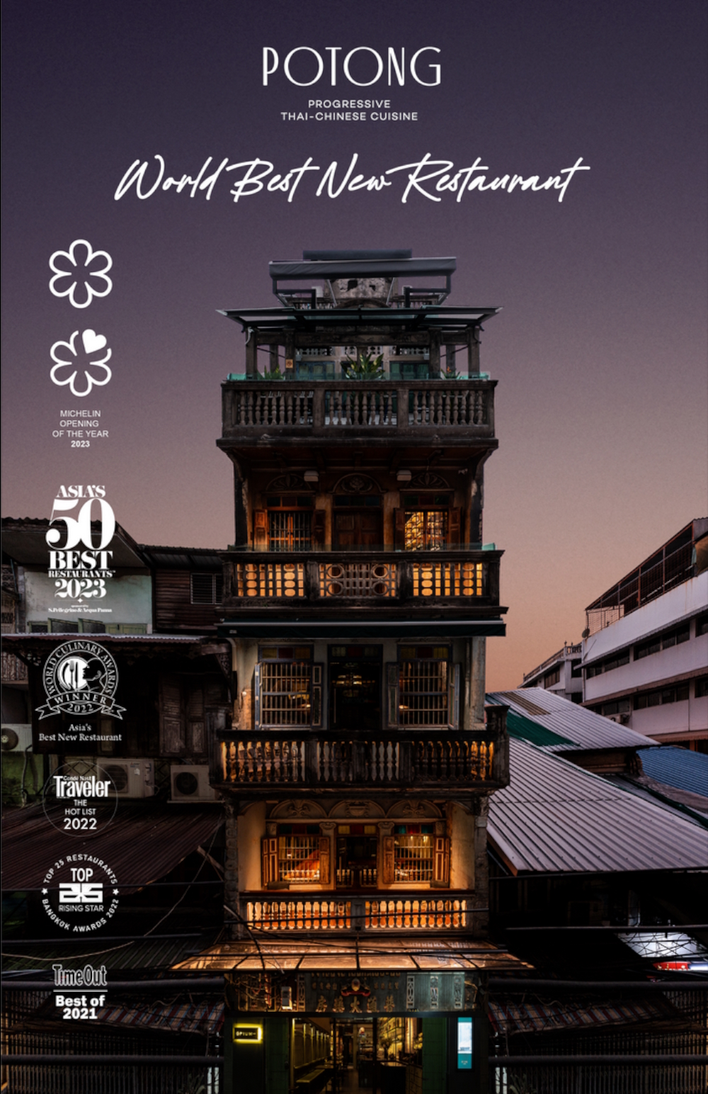 The much-awarded restaurant Potong is located near the entrance to Sampeng Market in Bangkok's Chinatown.