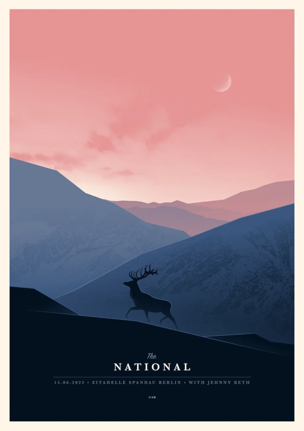 The National @ Zitadelle Spandau, Berlin, 2022. 4 colour screenprint. 59,4 x 42cm. Printed on 300 g/m² Metapaper Smooth. Edition of 140 / signed & numbered (Artist Edition of 30 available on Simon Marchner's website).